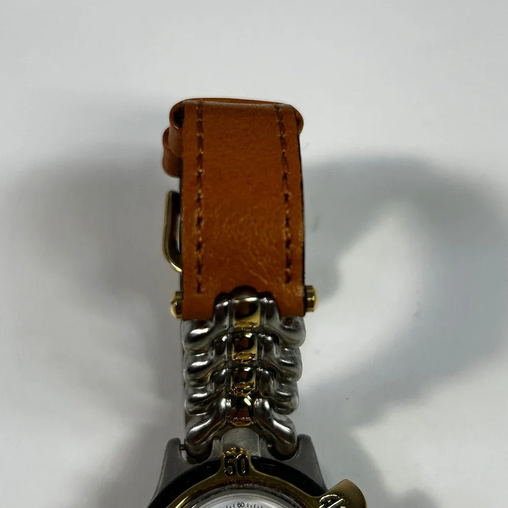 Anne‎ Klein II Vintage Watch Set Two Tone Leather Strap 4 Interchangeable Bezels